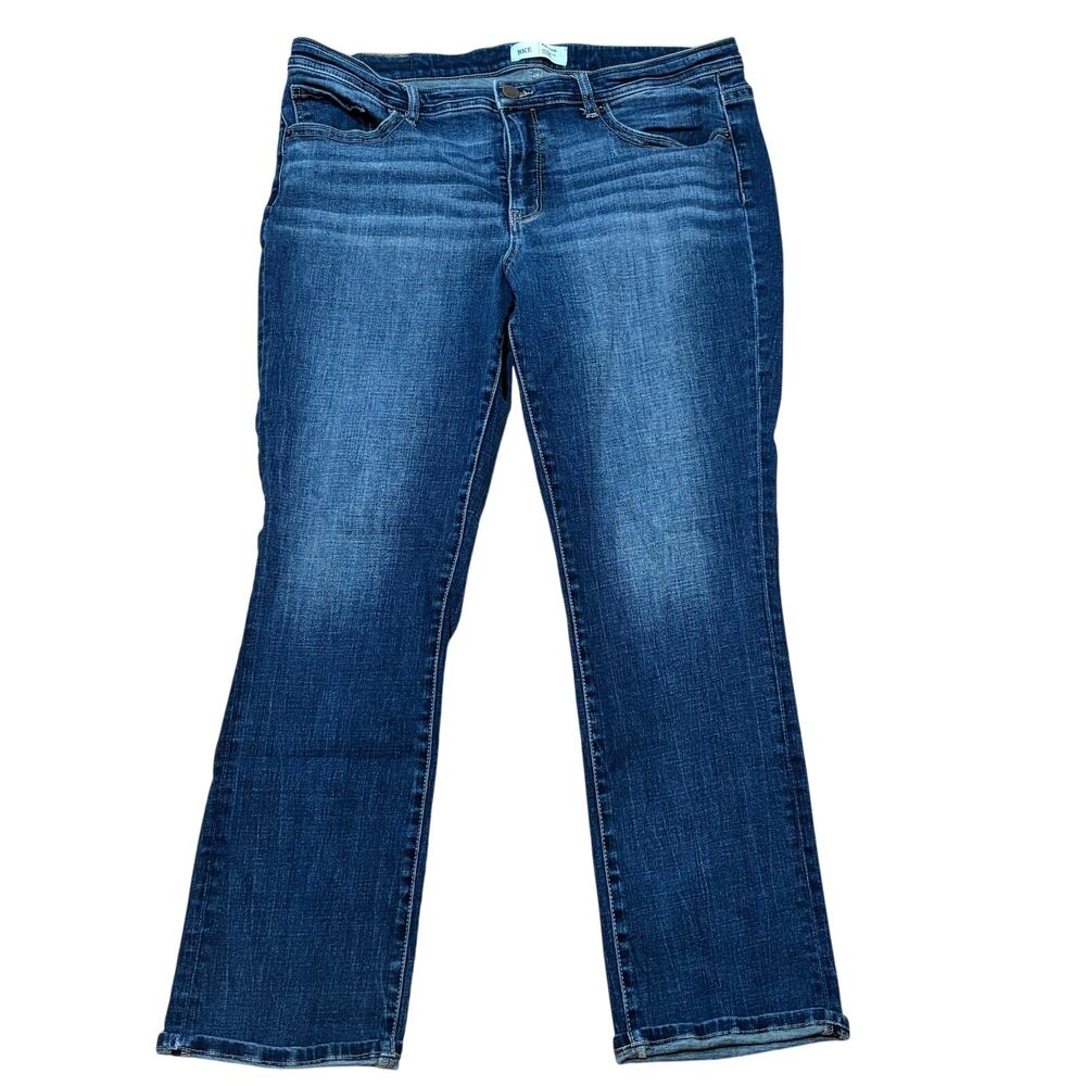 BKE Denim Women's Payton Universal Fit Mid Rise Straight Jeans W36 L29 Whiskered